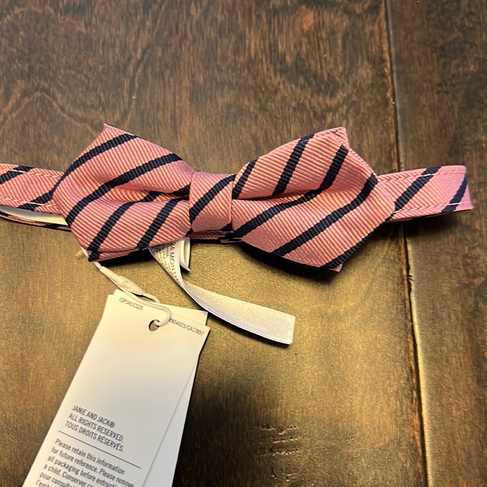 NWT Janie and Jack Special Occasion Baby Boys Pink and Blue Striped Bow Tie!